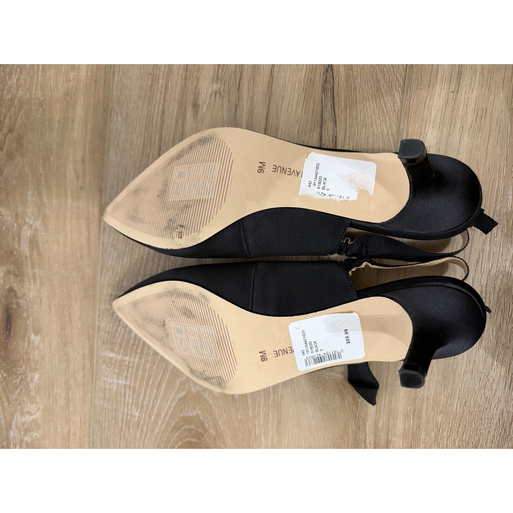 Saks Fifth Avenue Farry Black Fabric Bow Slingback Kitten Heel Pumps Womens 9M - Picture 7 of 14